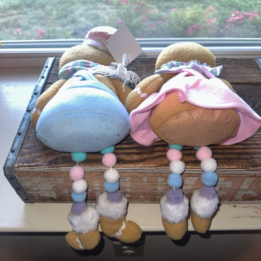 Pastel Gingerbread Girl & Boy Doll Shelf Sitter Christmas Set ~ NWT - Picture 7 of 7